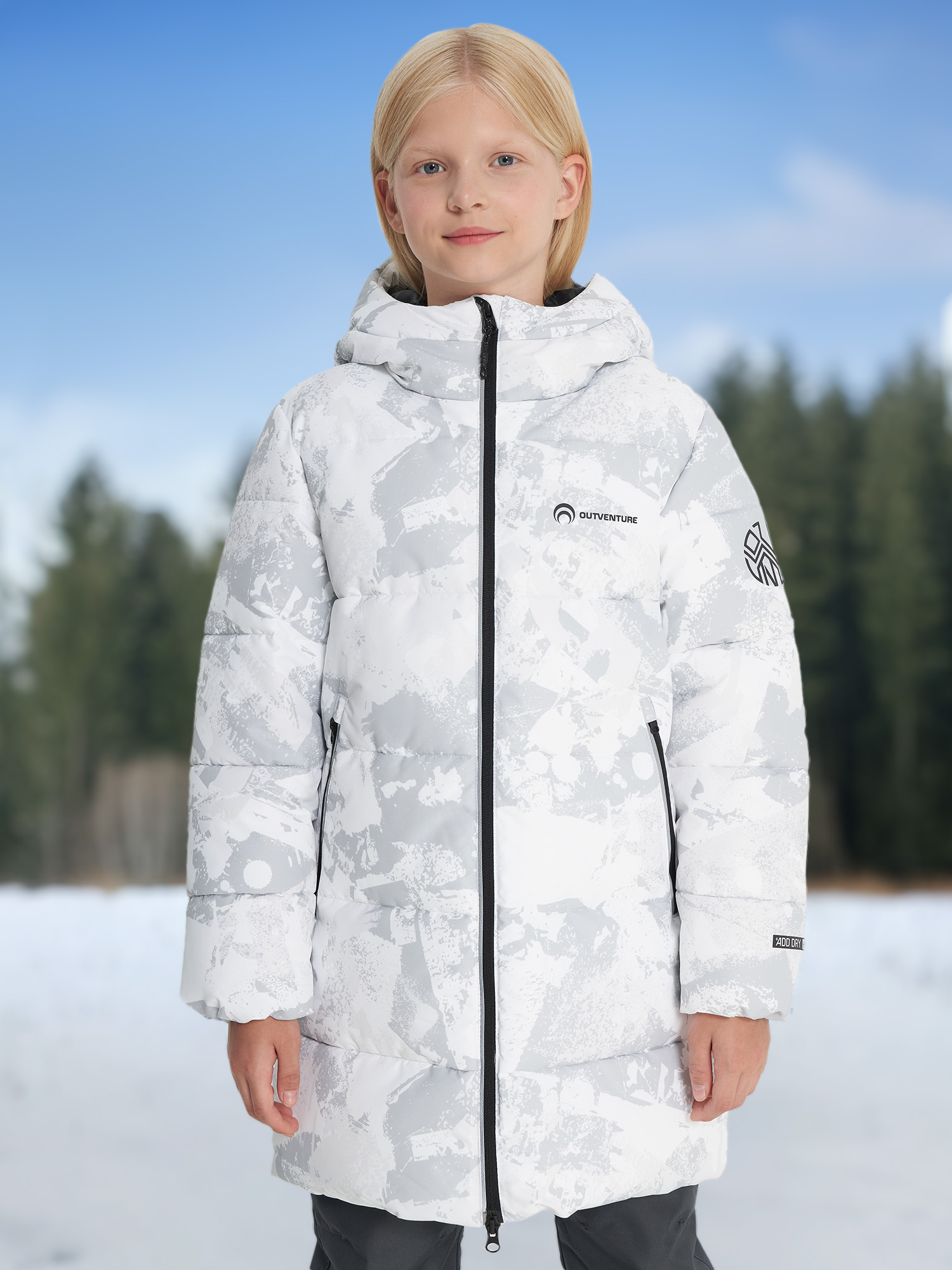 Пуховик для девочек Outventure, Серый