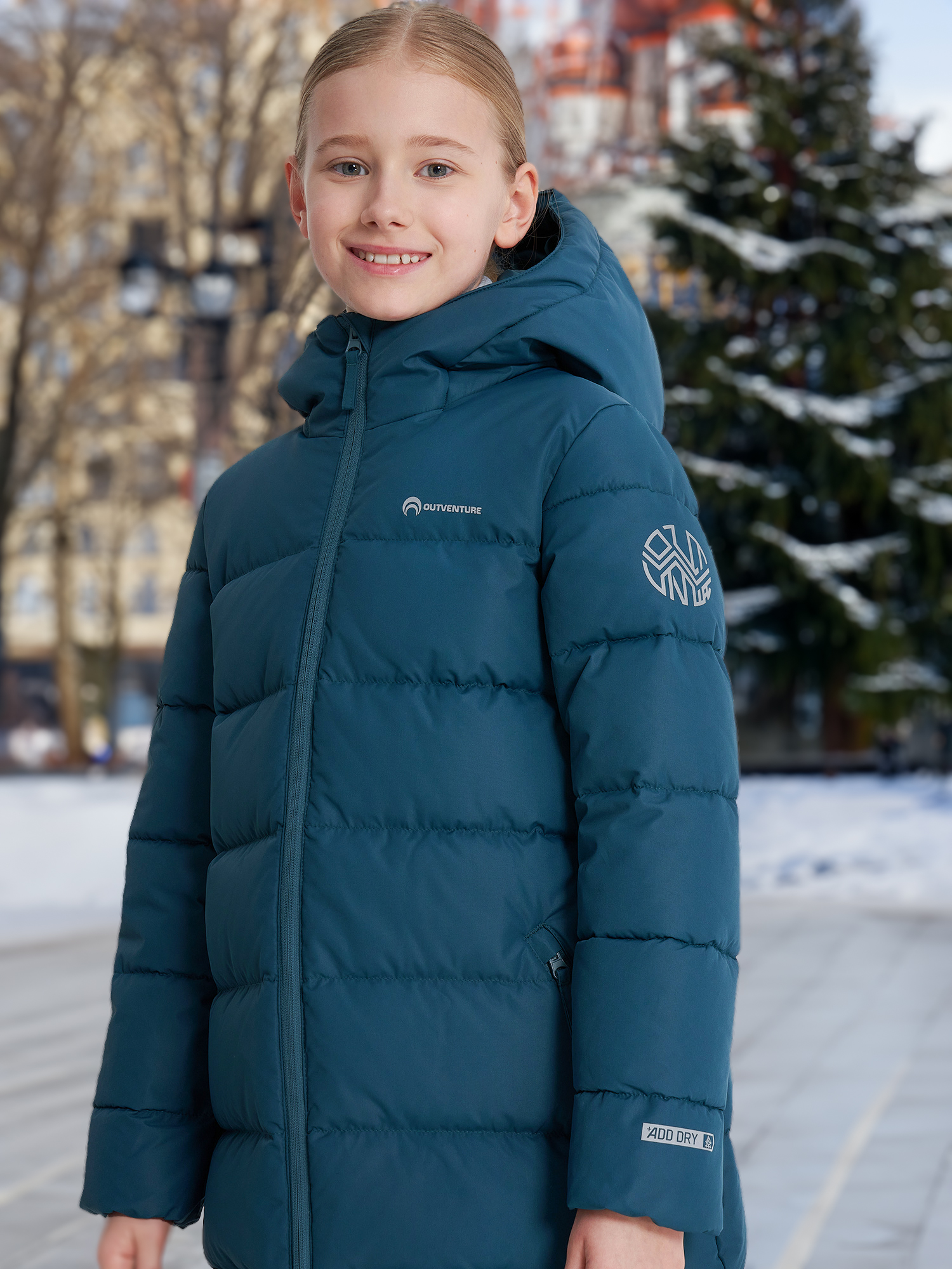 Пуховик для девочек Outventure, Зеленый