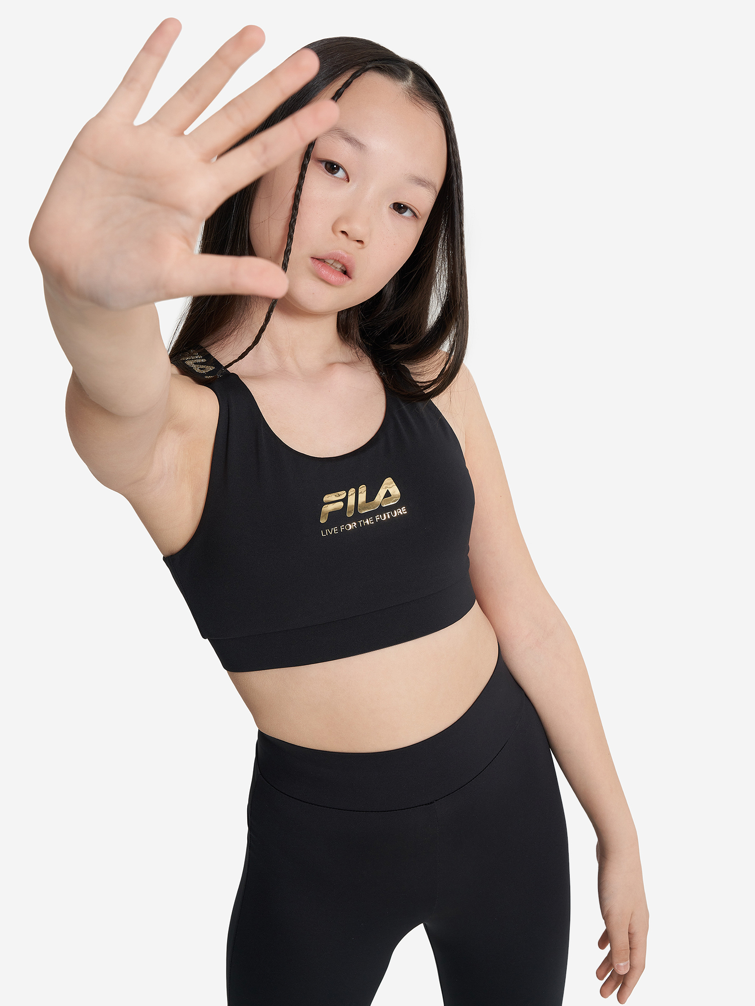 Топ бра спортивный для девочек FILA, Черный