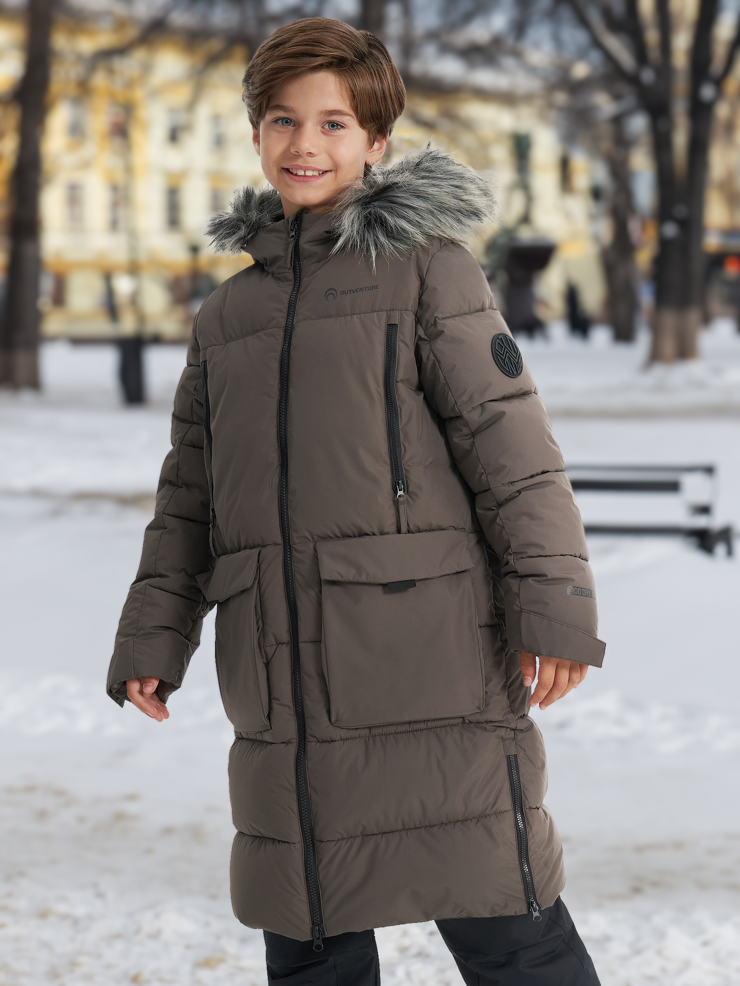 Пальто утепленное для мальчиков Outventure, Коричневый