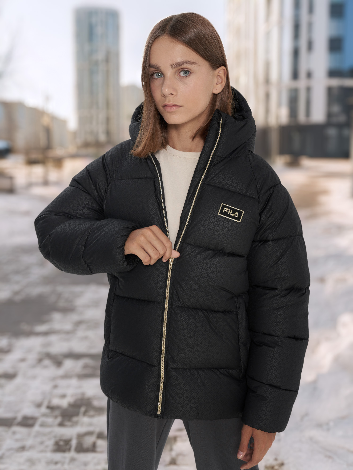 Пуховик для девочек FILA, Черный