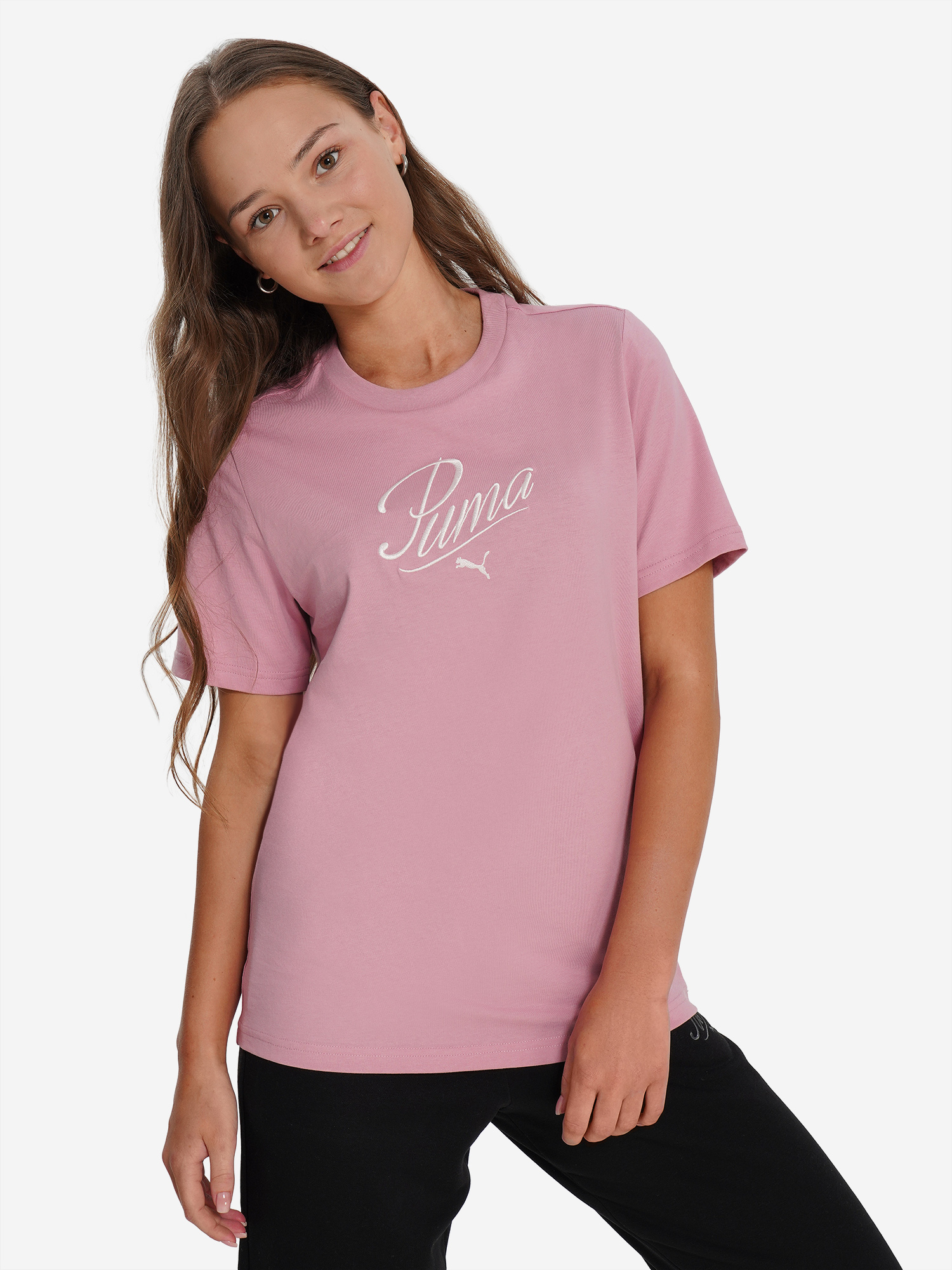 Футболка для девочек PUMA Script, Розовый