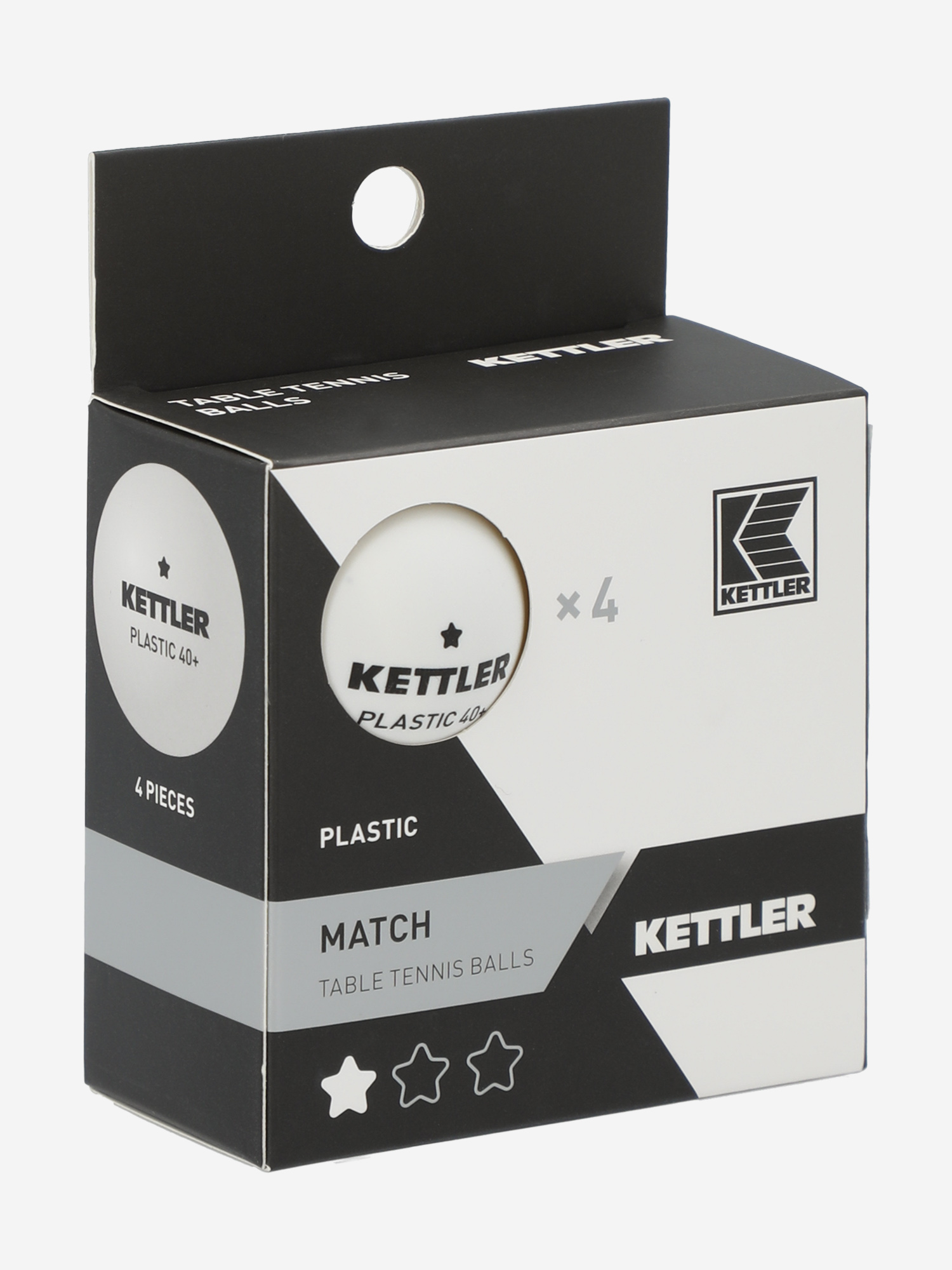 Набор мячей для настольного тенниса KETTLER 1*, 4 шт., Белый