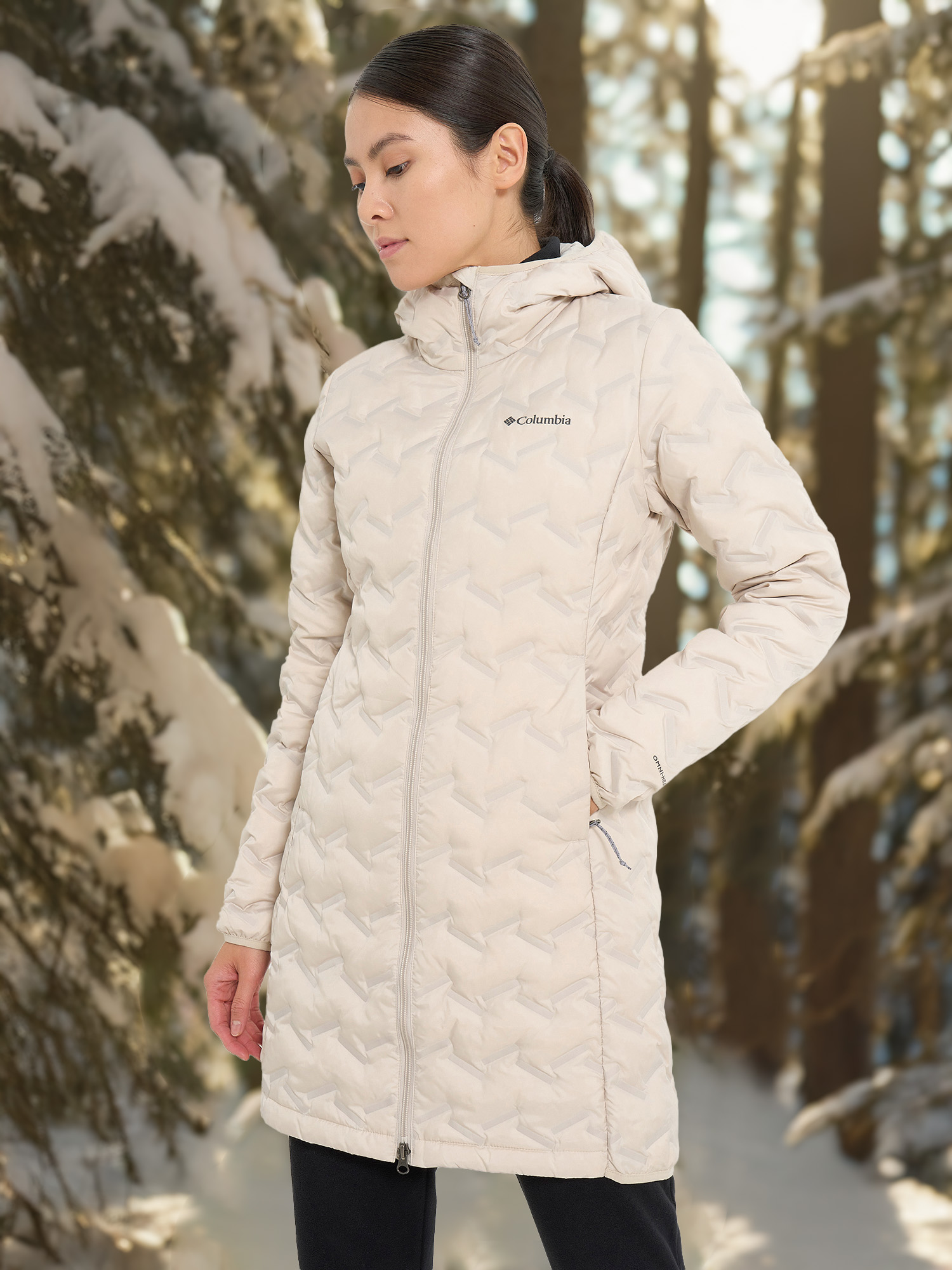 Пуховик женский Columbia Delta Ridge II Long Down Jacket, Бежевый