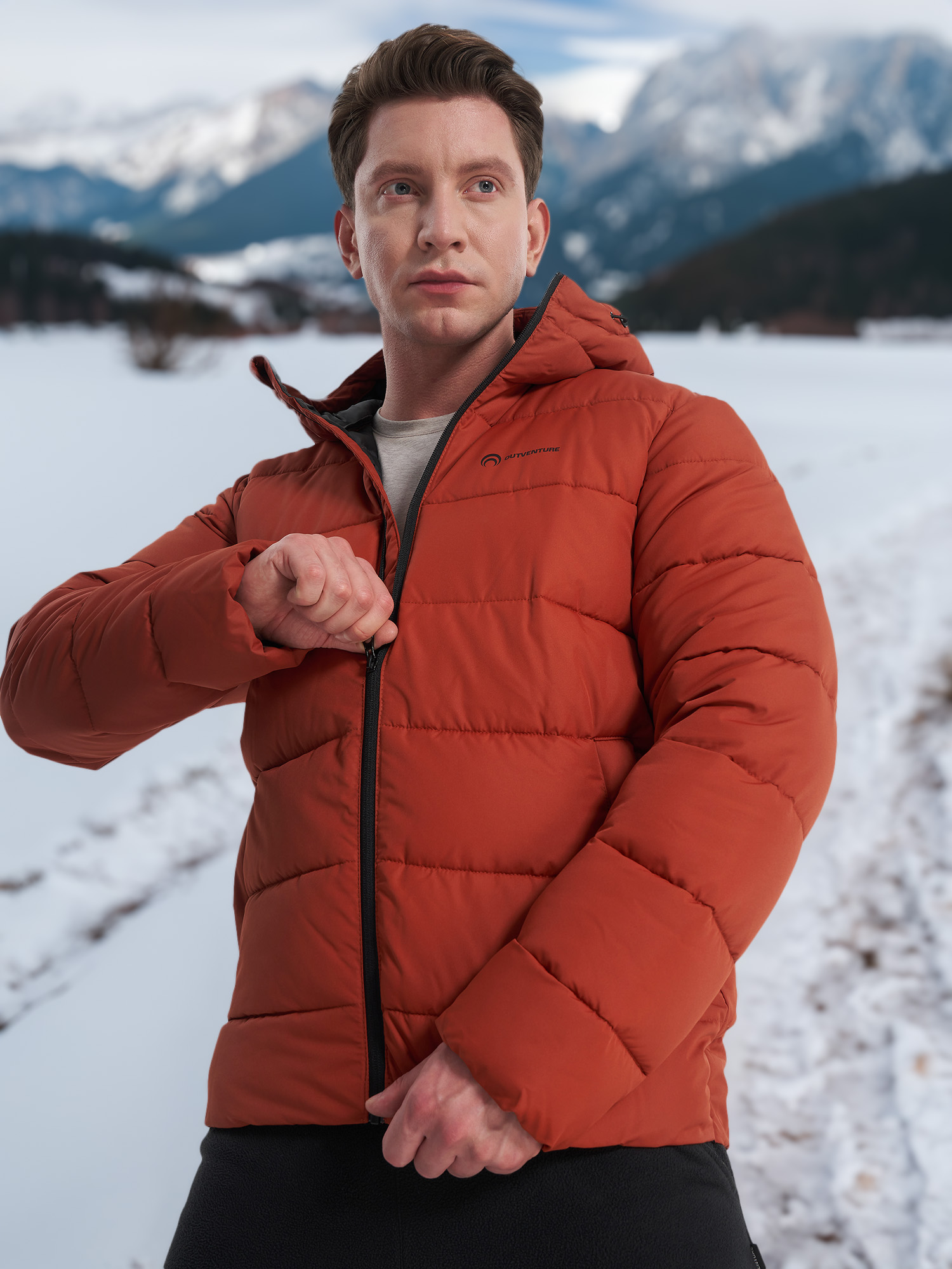 Пуховик мужской Outventure, Коричневый