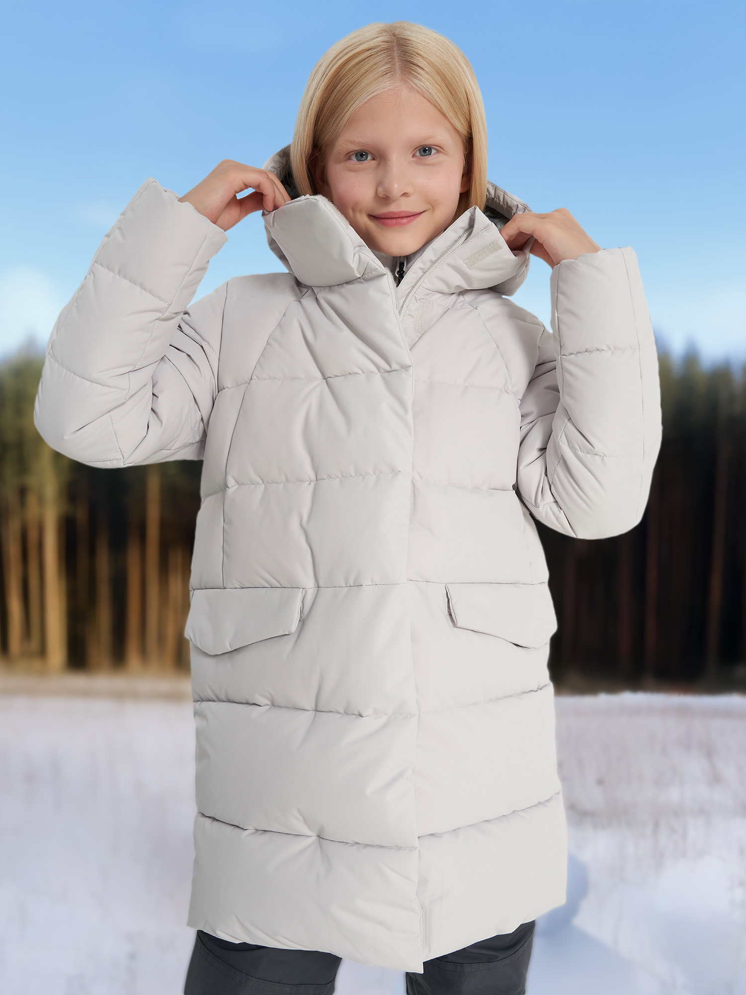 Пуховик для девочек Outventure, Серый