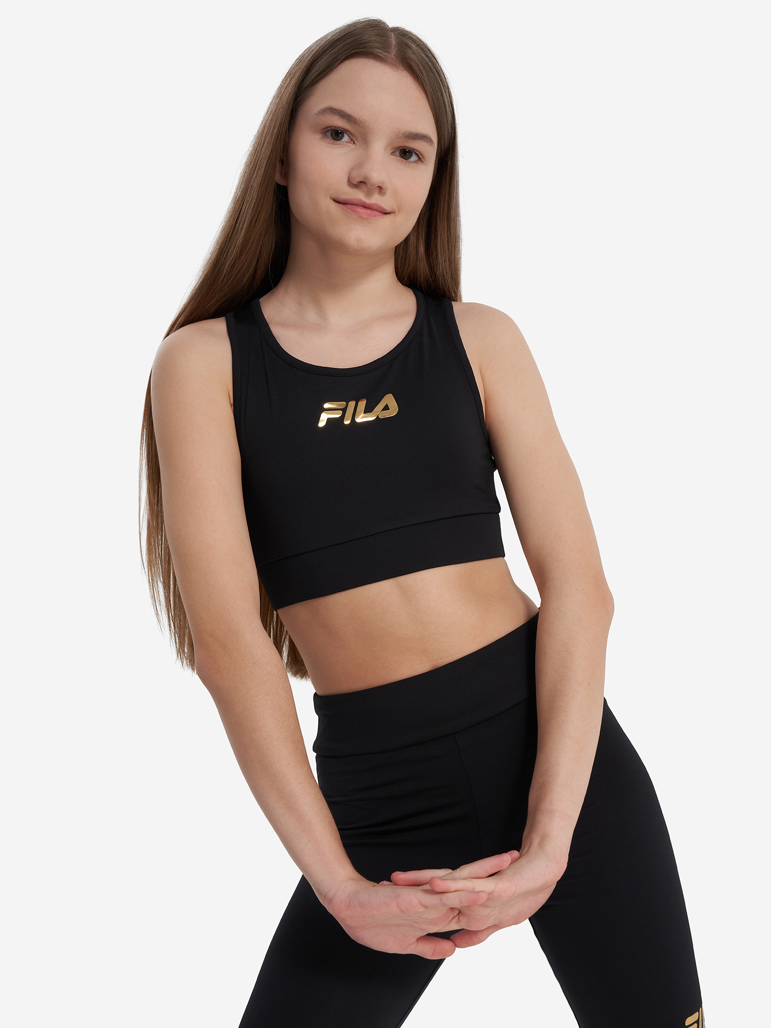 Топ бра спортивный для девочек FILA, Черный