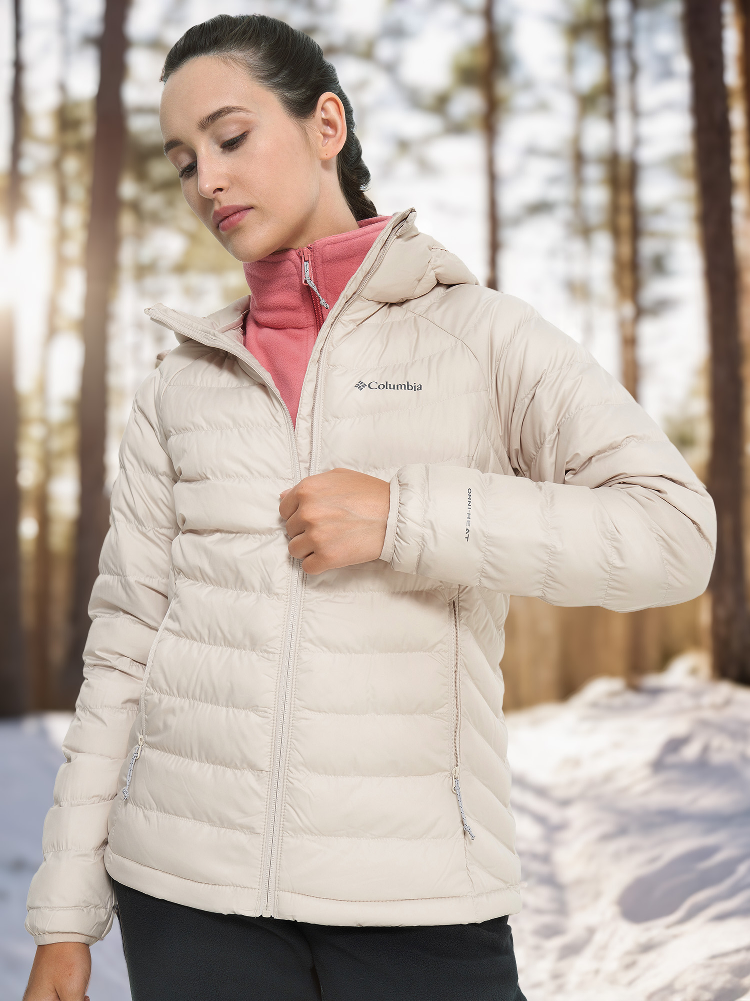 Пуховик женский Columbia Powder Lite II Hooded Jacket, Бежевый