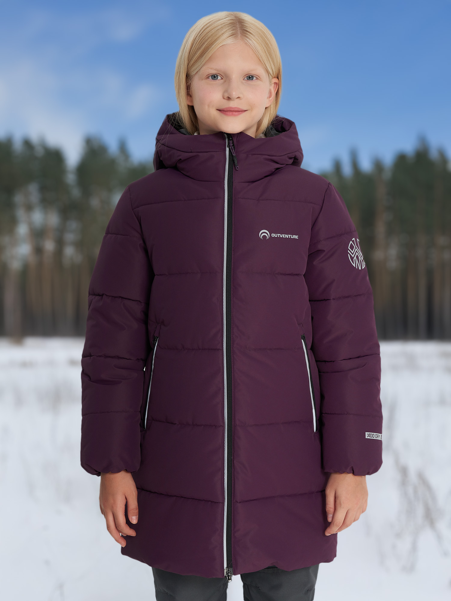 Пуховик для девочек Outventure, Синий
