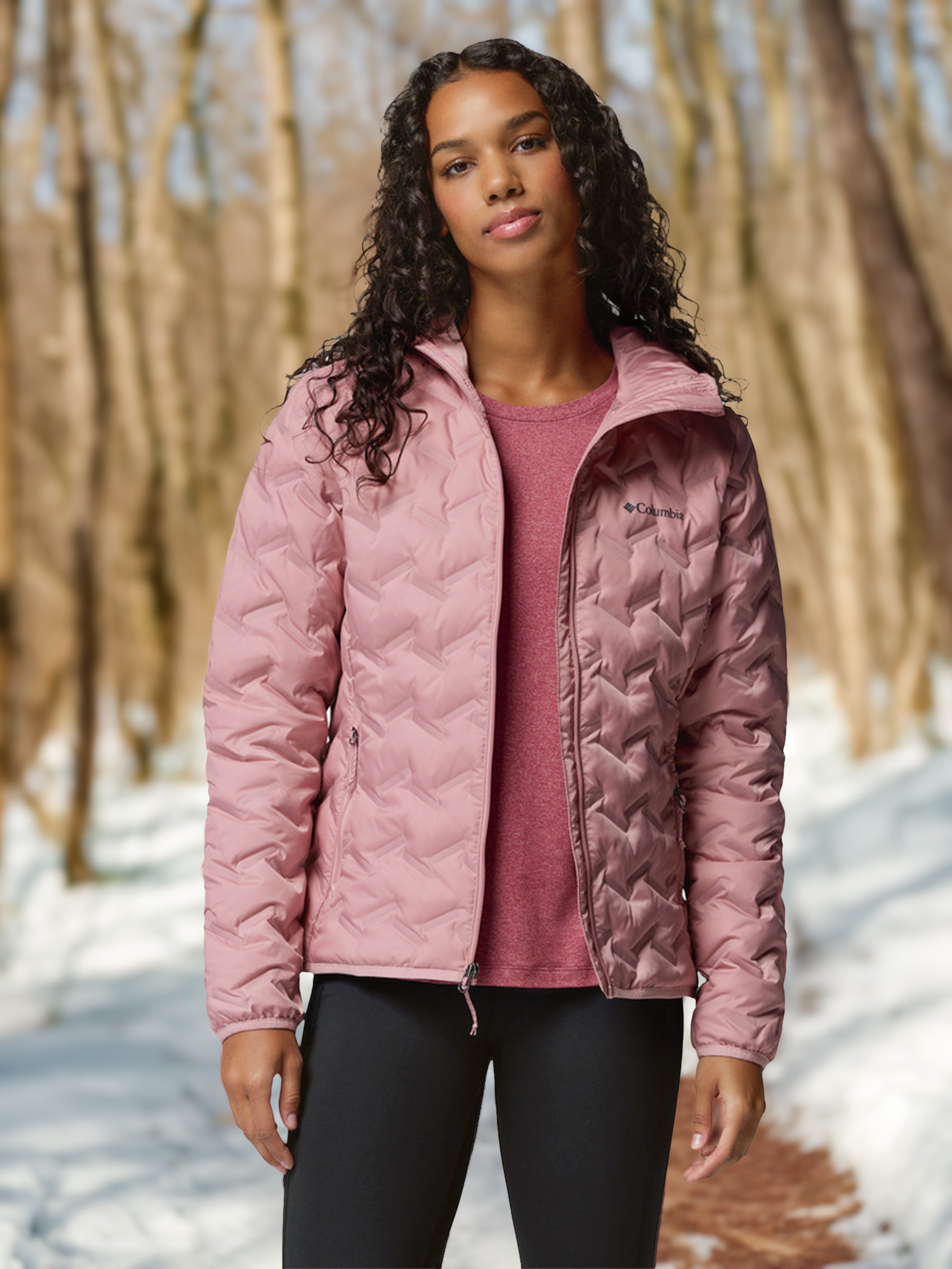 Пуховик женский Columbia Delta Ridge II Down Hooded Jacket, Розовый