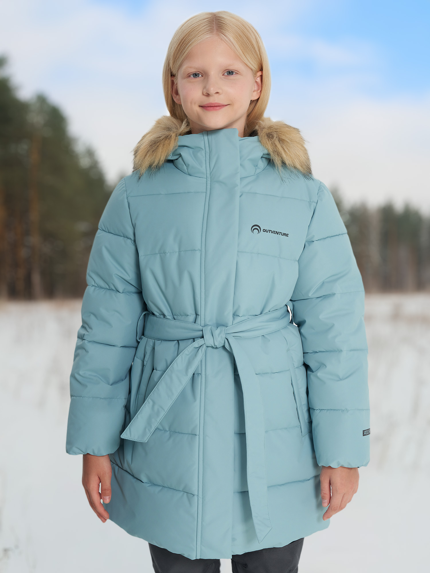 Пуховик для девочек Outventure, Голубой