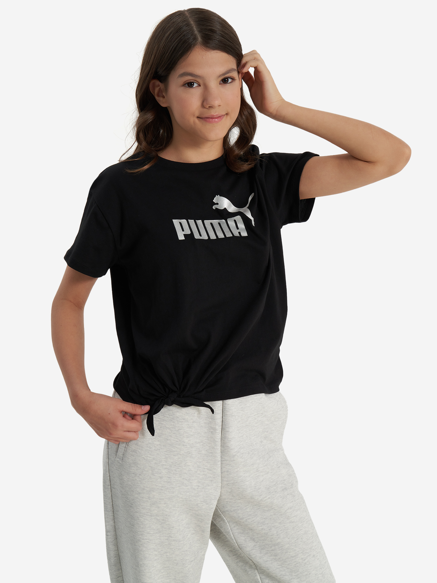 Футболка для девочек PUMA Ess+ Logo Knotted, Черный