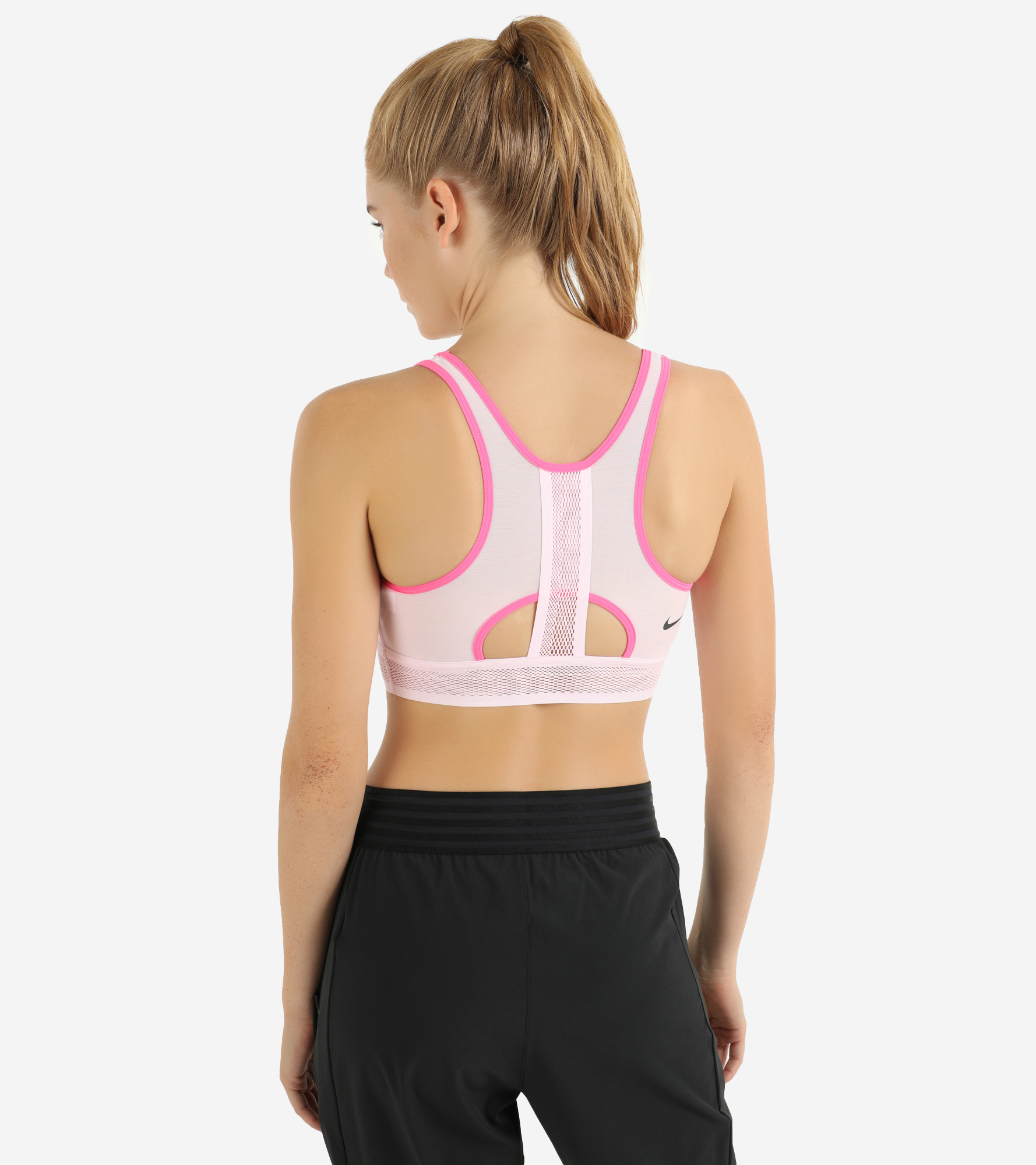 Спортивный топ бра Nike Swoosh UltraBreathe розовый цвет — купить за 68