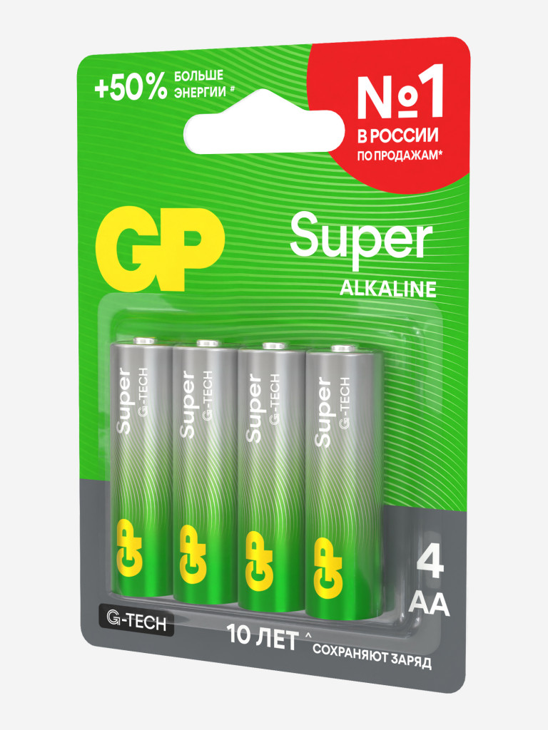 Батарейки пальчиковые алкалиновые GP АА Super Alkaline, 4 шт